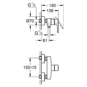 Grifo Mezclador de Ducha Cromado de Pared Exterior Grohe START Starlight 32279002 para Baño y Ducha - Product Image 3