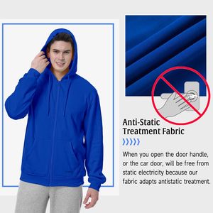 Men's Antistatic <b>Zip</b>-up <b>Hoodie</b> Customized with side <b>Pockets</b> Athletic Fleece Sweatshirt Embroidered Winter Hooded - Product Image 6