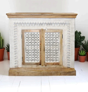 Latest Design Traditional Handcrafted Indian Solid Wood Carved <b>Sideboard</b> Cabinet Extendable Living Room Home Furniture School - Product Image 1