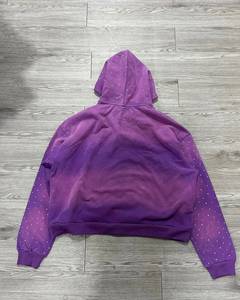 2025 nueva llegada personalizada Rhinestone Sun Faded DTG estampado cremallera Unisex Sudadera con capucha de gran tamaño - Product Image 5