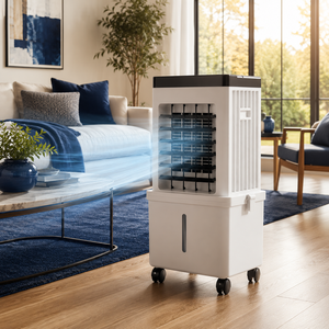 Modern 3-in-1 Electric Air Cooler Humidifier & Purifier Low Noise Portable AC Fan for Garage Use Made of <b>Plastic</b> - Product Image 1