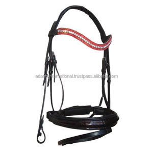 Banda para la frente de cuero de alta calidad, con cristales ondulados, en forma de U, brida de caballo - Product Image 2