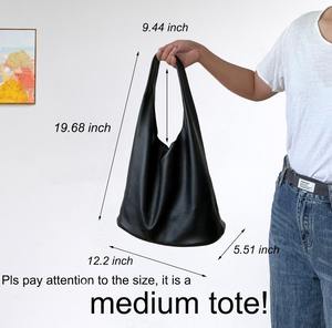 Grand sac fourre-tout Hobo Shopper pour femmes de qualité sac à bandoulière en cuir véritable souple de couleur unie pour les LHB-0127 de voyage - Product Image 5