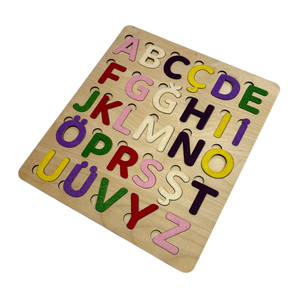 Montessori Felt Lined Wooden Alphabet Puzzle Early <b>Math</b> Learning <b>Toy</b> Tactile Counting Board for Kids OEM ODM Model MOT-0031 - Product Image 1
