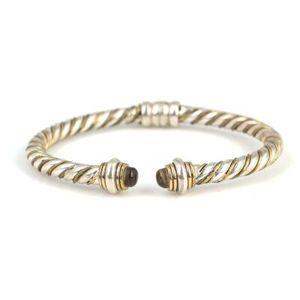 925 Sterling Silver Men's <b>Bracelet</b> with Peridot Stone Spring-Closure and Twisted Clasp Fine <b>String</b> <b>Bracelet</b> - Product Image 2