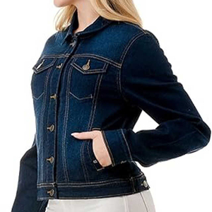 Vente en gros longue veste en jean extensible personnalisée pour femmes veste d'hiver en jean en coton fabricant OEM veste en jean grande taille - Product Image 3