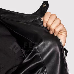 <b>Men's</b> Stylish Cow Skin Leather <b>Jacket</b> with Stand Collar and Front Logo Breathable & Waterproof Winter OEM Customizable - Product Image 3