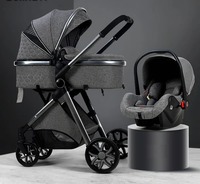 Poussette bébé légère, cadre en alliage d'aluminium, pliable, portable, capacité de charge de 15 kg, nouveau-né à 3 ans, tissu Oxford, marron