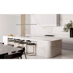 Plans de travail personnalisés pour cuisines et salles de bain, en porcelaine et pierre naturelle, marbre de Carrare Calacata pour projets hôteliers, découpe préfabriquée - Product Image 1
