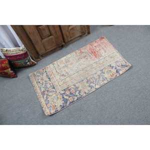 พรมวินเทจตุรกี ขนาดเล็ก 1.9x3.6 ฟุต (59x109 ซม.) พรมขนสัตว์เปอร์เซียสีน้ำเงิน - Product Image 2