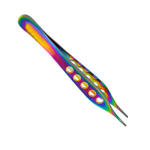 คีมหนีบเนื้อเยื่อแอดสันเคลือบหลายสี12ซม. ฟันตรงละเอียดฟันมีรูสแตนเลสเครื่องมือผ่าตัด - Product Image 2