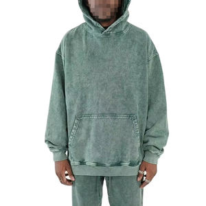 Sweat à capuche décontracté Hip Hop en molleton français lourd 450 Gsm, à épaules tombantes, lavage vintage - Product Image 1