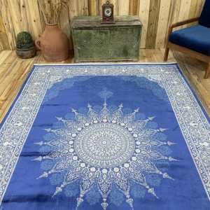 Alfombra Turca de 6.4x6.7 pies, Alfombra Vintage Grande, Alfombra de Seda con Diseño Floral Azul - Product Image 4