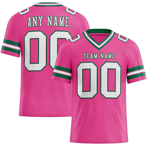 Maillot de football personnalisé vert néon rose à manches courtes avec nom d'équipe et numéro, uniforme de football américain antibactérien - Product Image 2