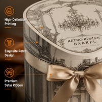 Retro Römische Fassförmige Runde Papierbox mit Band Individuelles Logo Luxus Hochzeits-Gastgeschenk Süßigkeitenbox Kleinserien-Verpackung Geschenkbox