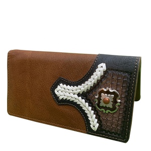 Cartera de cuero plegable Rodeo marrón de dos tonos de calidad superior del proveedor indio superior Remache de moda Borla portátil - Product Image 2