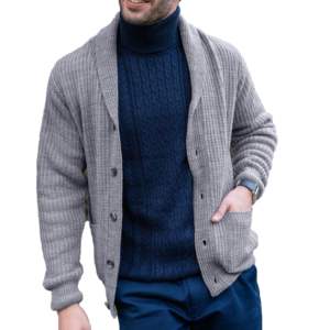 Suéter cárdigan personalizado de alta calidad para hombre, una ropa de calle de lana adicional atemporal y versátil - Product Image 2