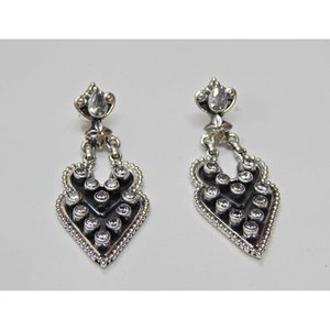 925เงินสเตอร์ลิงต่างหูนิลวินเทจต่างหูแบบห้อยอัญมณีสีขาวทำด้วยมือกระดุมเพทายลูกบาศก์ไอเดียของขวัญที่ทันสมัย - Product Image 2