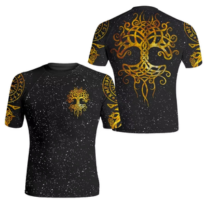 Camiseta de compresión de manga corta de spandex para entrenamiento de MMA y BJJ - Product Image 1