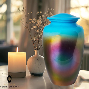 Urne funéraire en métal Urne commémorative en aluminium de qualité supérieure avec revêtement Meena Grandes tailles de souvenirs de 220 pouces cubes Étanche et gravable - Product Image 6