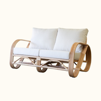 Causeuse en rotin naturel fabriquée à la main avec coussins en peluche canapé de style bohème pour salon confortable et extérieur pour appartements