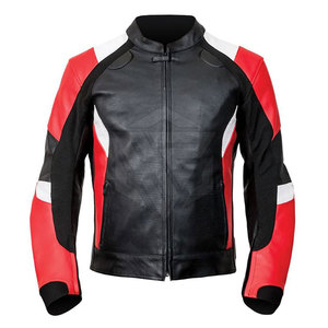 Dernière conception de veste de course en cuir de vache pour homme, col montant, logo personnalisé sur le devant, coupe-vent, respirante, vente en gros, veste de moto - Product Image 1