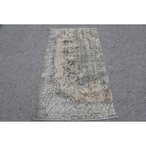 Alfombra de lana turca Vintage de 3,1x5,5 pies, verde y Beige, respaldo de látex con patrón rectangular de área grande clásica para pasillo, Alfombra de habitación modelo - Product Image 1