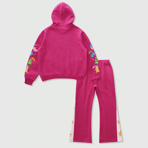 ชุดวอร์มพิมพ์ลาย DTG สำหรับผู้ชายเสื้อมีฮู้ดลายตัวอักษรชุดวอร์มกางเกงขาบานแบบลำลองชุดสตรีท2ชิ้น - Product Image 2