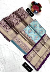 ส่าหรีผ้าไหมสำหรับผู้หญิงชุดประจำชาติจากอินเดีย - Product Image 5