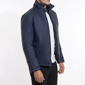 Veste en nylon lourd design personnalisé pour hommes manteau d'hiver bleu marine avec capuche à col montant blazer en tissu de haute qualité pour enfants - Product Image 1