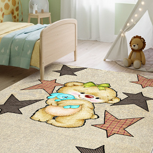 Yakut Cartoon Teddy Bear Kids Rug Nursery Baby Room Carpet <strong>Star</strong> Pattern Decorative Toddler Bedroom Rug OEM ODM - Product Image 4