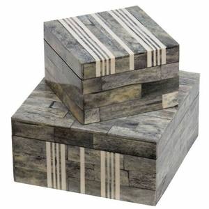 Caja de regalo de almacenamiento de joyería decorativa con incrustaciones de hueso de madera de dos colores 2025 hecha a mano, forma Rectangular para embalaje artesanal - Product Image 3