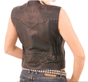 Gilet en cuir de coton sans manches grande taille pour femmes avec fermeture à glissière prix raisonnable gilet d'hiver et d'été noir - Product Image 2