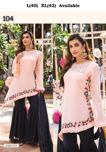 Meilleur Tissu Nouvelle Arrivée Premium Georgette Broderie Travail Kurti Pantalon Avec Dupatta Fabricant De Mode Pour Femmes - Product Image 5