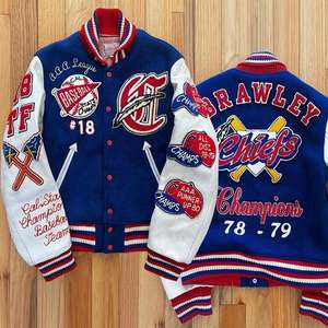 Chaqueta Bomber de Béisbol Bordada para Hombre, Estilo Universitario, de Cuero, Manga Larga, Cortavientos, Impermeable, Reversible con Cremallera y Cuello Alto - Product Image 3