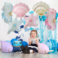 Ballons en aluminium sirène et animaux marins (hippocampe, coquillage, étoile de mer, conque) pour décorations de fête d'anniversaire sur le thème de la mer et fournitures de fête pour enfants
