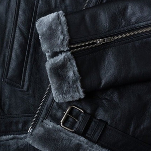 Veste en cuir pour homme sur mesure, veste bomber en peau de mouton, veste décontractée, veste en cuir synthétique vintage - Product Image 5