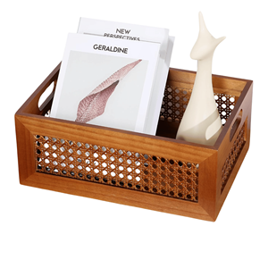 Best Selling Set of 2 Handicraft Rattan Wood <b>Woven</b> Storage <b>Basket</b> Rattan Box High Quality From Vietnam - Product Image 5