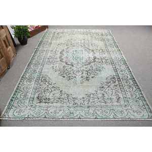 Alfombra Turca Vintage, Alfombra de 6.1x9.1 pies, Alfombra de Lana Ikat Azul - Product Image 1