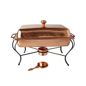Calentador de Comida Buffet de Acero Inoxidable con Recubrimiento Dorado de Lujo, con Tapa de Domo Colgante y Base Decorativa para Bodas y Eventos de Catering - Product Image 5