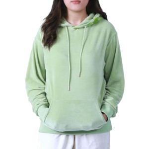 เสื้อฮู้ดดี้และเสื้อสเวตเชิ้ตผ้ากำมะหยี่สำหรับผู้หญิง คอลเลคชั่นฤดูใบไม้ร่วง  โลโก้ด้านหน้าปรับแต่งได้ สวมใส่สบายๆ - Product Image 1