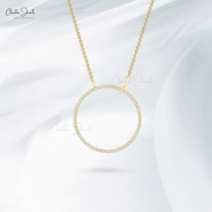 Meilleure vente 2025 14k or massif cercle ouvert collier éternité 0.30 CTW taille ronde diamant blanc pendentif Alibaba fournisseur vérifié - Product Image 5