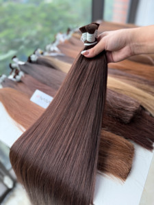 Cabello Humano Virgen Vietnamita 100%, Liso, Color Oscuro, Super Double Drawn, 20 kg, 8 Pulgadas Estiradas, Crudo 12A, Diseño Libre - Product Image 3
