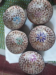 Luxury <b>bamboo</b> coconut <b>bowl</b> with mother of pearl lacquer for serving food decor gifts handmade eco material crafted in Vietnam - Product Image 4