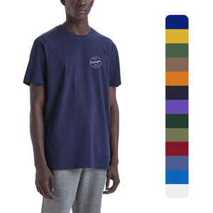 เสื้อยืดคอกลมแขนสั้นผู้ชายผ้าฝ้ายสีทึบหลวมลำลองขายดีเสื้อยืดผู้ชายเรียบง่าย - Product Image 1