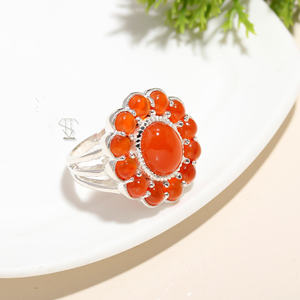 Bague de déclaration en argent 925 de forme ovale en cornaline naturelle pour femmes bijoux faits à la main audacieux et élégants cadeau parfait - Product Image 3