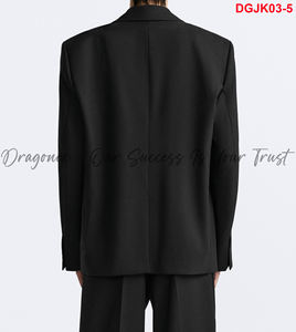 <b>Blazer</b> Black Wool Blend Jacket With <b>Buttons</b> at the Wrists Convenient and Airy Side Pocket Dragonex Minimalist Natural Color 2025 - Product Image 5