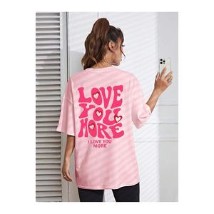 -T-shirt oversize 100% in cotone da donna ti piace più tessuto 30/1 stampato - Product Image 5