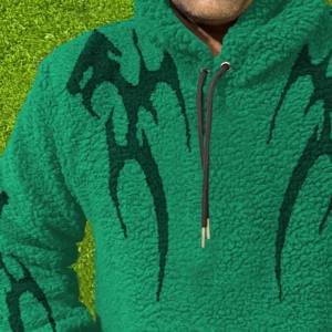New Arrival Men's Sherpa Fleece <b>Hoodies</b> Heavyweight Thick <b>Fur</b> Pullover with 3D Pattern Cotton Blended Sweatshirts for Winter - Product Image 6