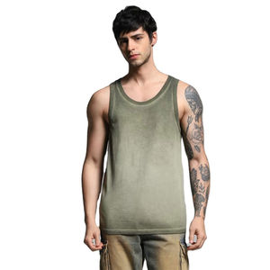 Camiseta sin mangas para hombre con efecto lavado ácido, estilo urbano, informal, para gimnasio, proveedor mayorista OEM ODM - Product Image 1